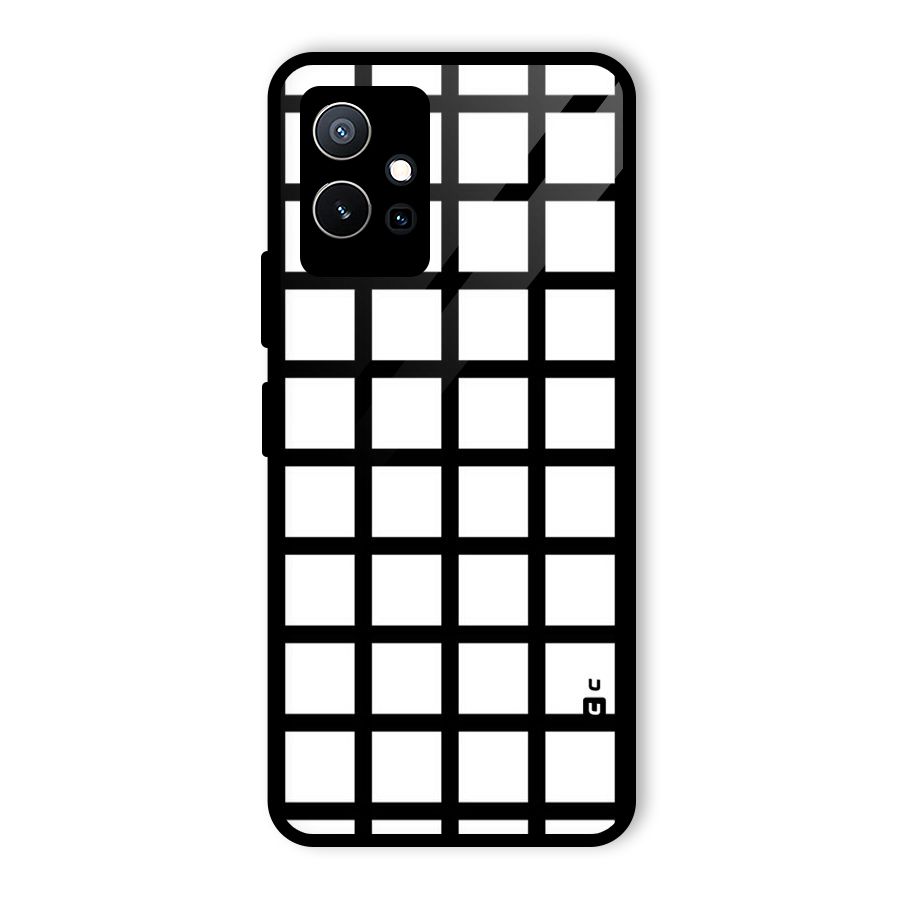 Aesthetic Grid Lines Glass Back Case for Vivo T1 5G