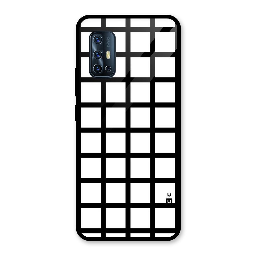 Aesthetic Grid Lines Glass Back Case for Vivo V17
