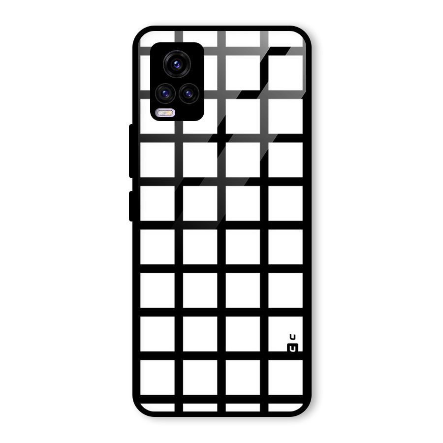 Aesthetic Grid Lines Glass Back Case for Vivo V20