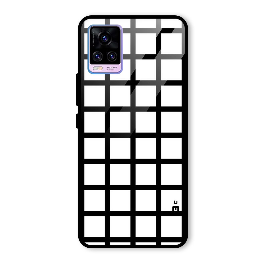 Aesthetic Grid Lines Glass Back Case for Vivo V20 Pro