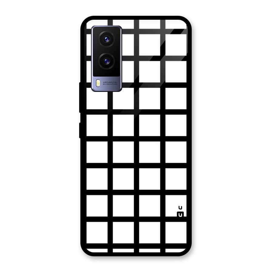 Aesthetic Grid Lines Glass Back Case for Vivo V21e 5G