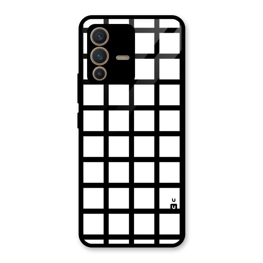 Aesthetic Grid Lines Glass Back Case for Vivo V23 5G