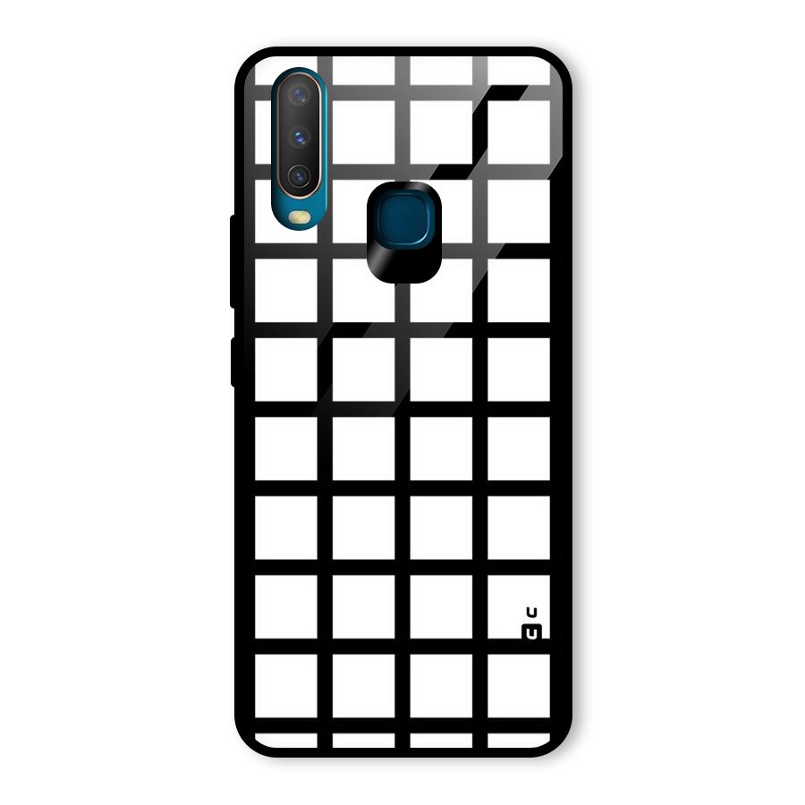Aesthetic Grid Lines Glass Back Case for Vivo Y12