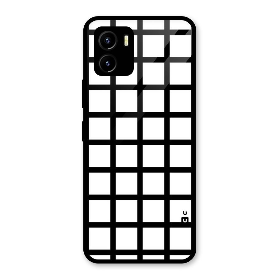 Aesthetic Grid Lines Glass Back Case for Vivo Y15s