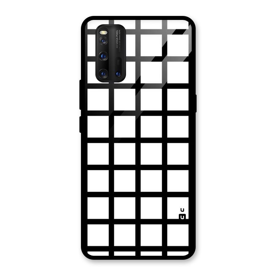 Aesthetic Grid Lines Glass Back Case for Vivo iQOO 3
