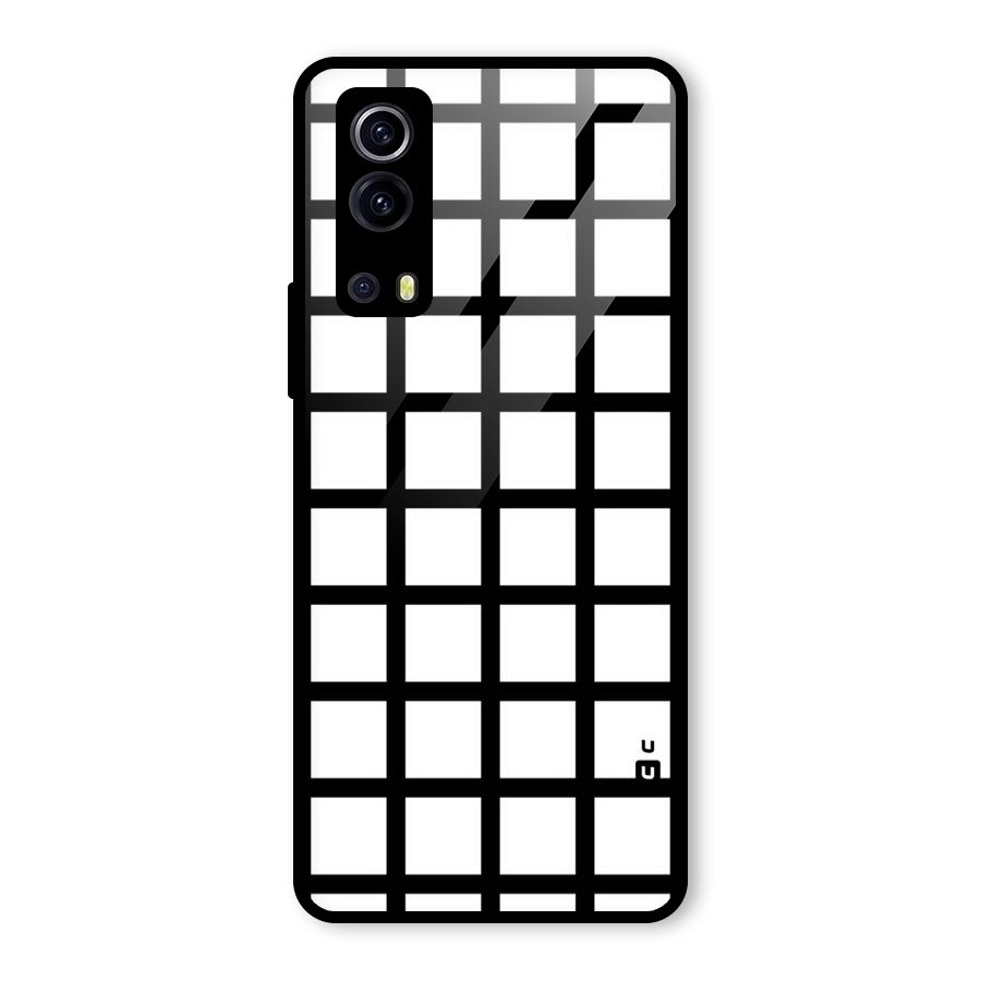 Aesthetic Grid Lines Glass Back Case for Vivo iQOO Z3
