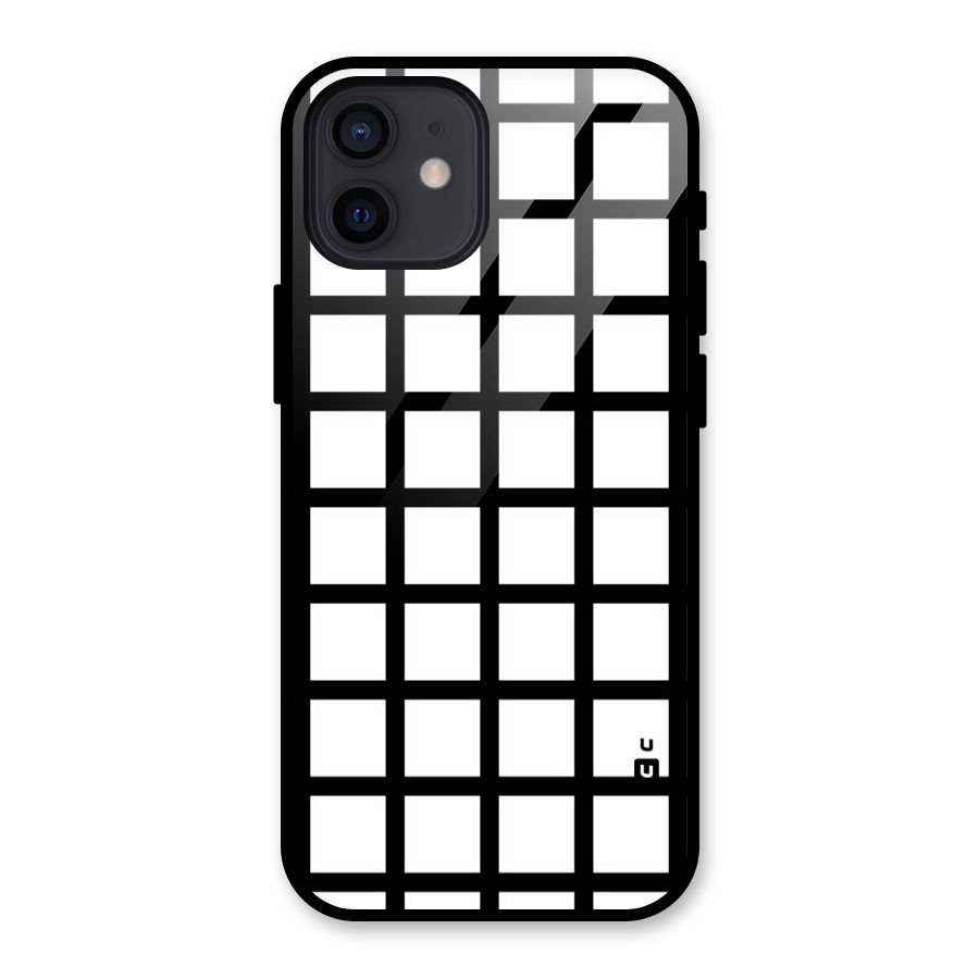 Aesthetic Grid Lines Glass Back Case for iPhone 12