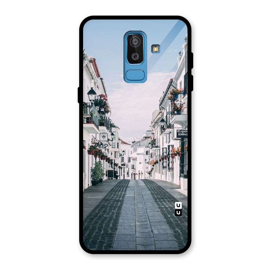 Aesthetic Street Glass Back Case for Galaxy J8