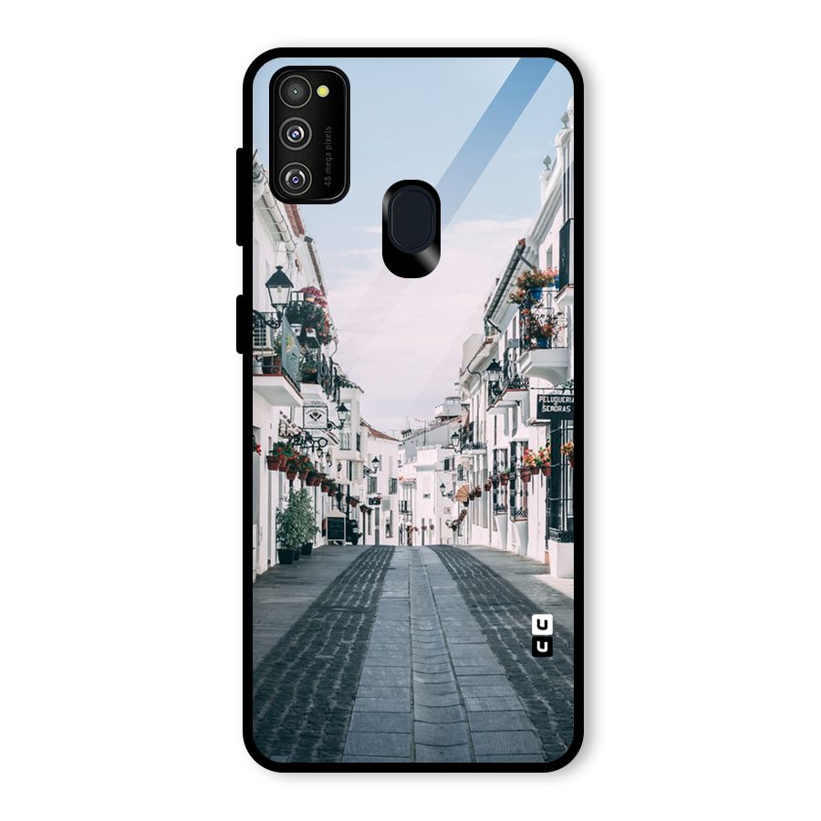 Aesthetic Street Glass Back Case for Galaxy M30s