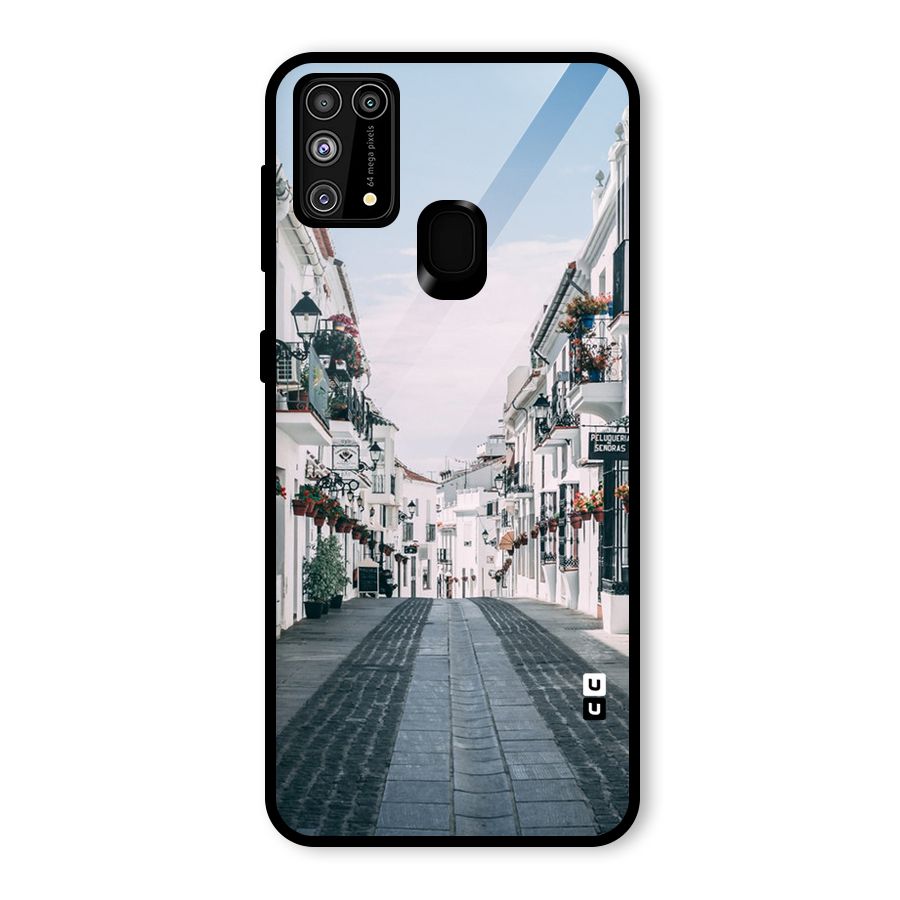 Aesthetic Street Glass Back Case for Galaxy M31