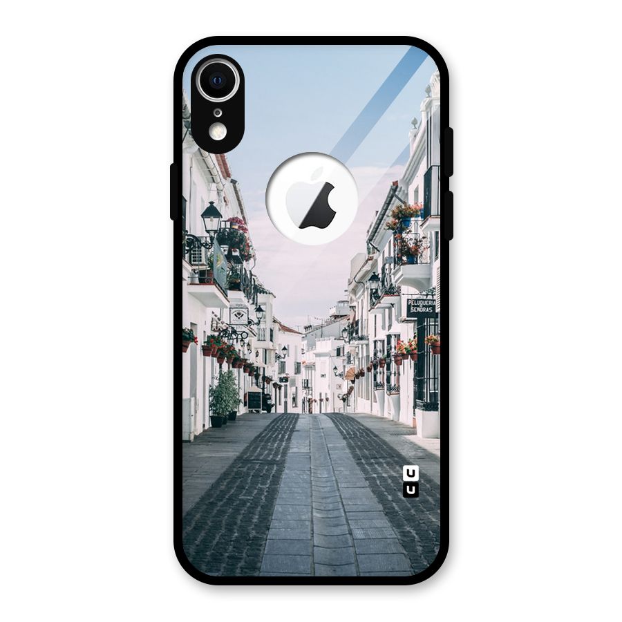 Aesthetic Street Glass Back Case for iPhone XR Logo Cut