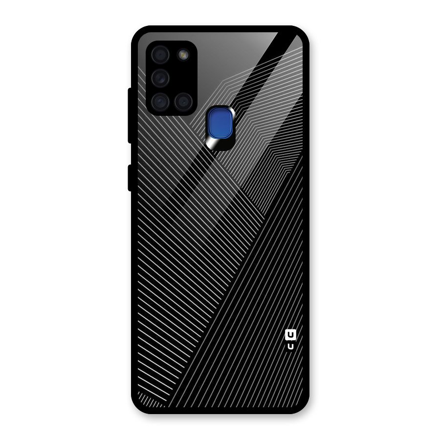 Aesthetic White Stripes Glass Back Case for Galaxy A21s