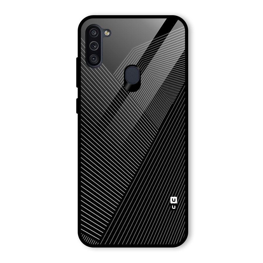 Aesthetic White Stripes Glass Back Case for Galaxy M11