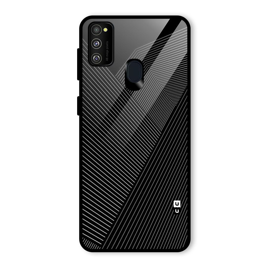 Aesthetic White Stripes Glass Back Case for Galaxy M30s
