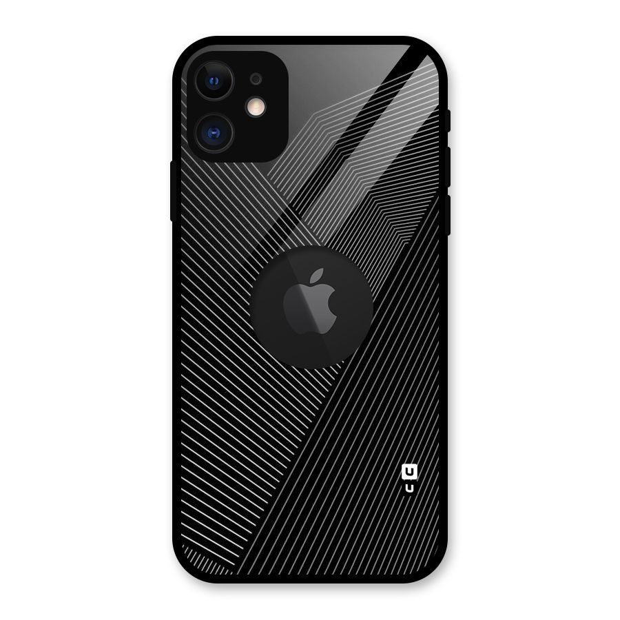 Aesthetic White Stripes Glass Back Case for iPhone 11 Logo Cut