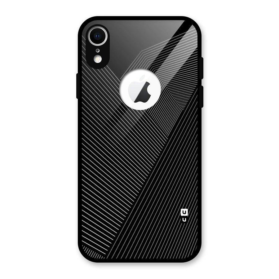 Aesthetic White Stripes Glass Back Case for iPhone XR Logo Cut