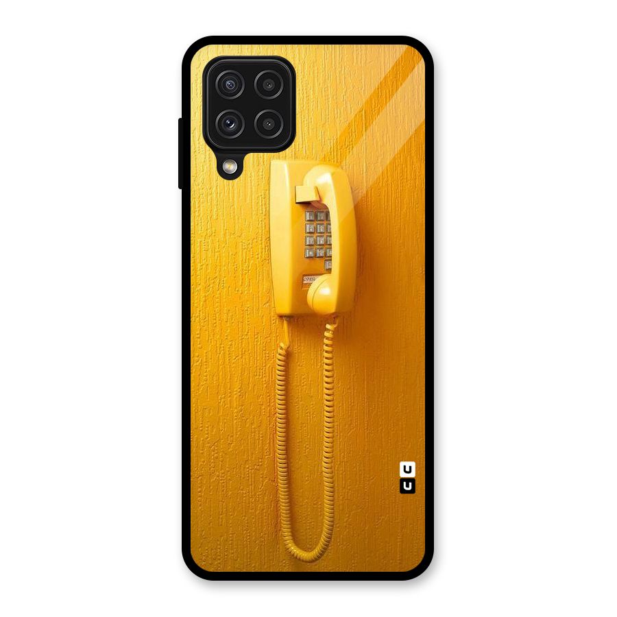 Aesthetic Yellow Telephone Glass Back Case for Galaxy A22 4G