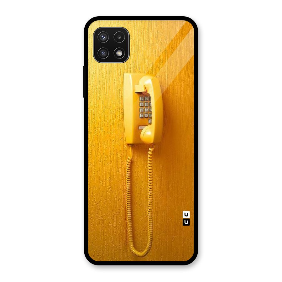Aesthetic Yellow Telephone Glass Back Case for Galaxy A22 5G