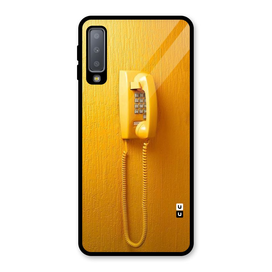 Aesthetic Yellow Telephone Glass Back Case for Galaxy A7 (2018)