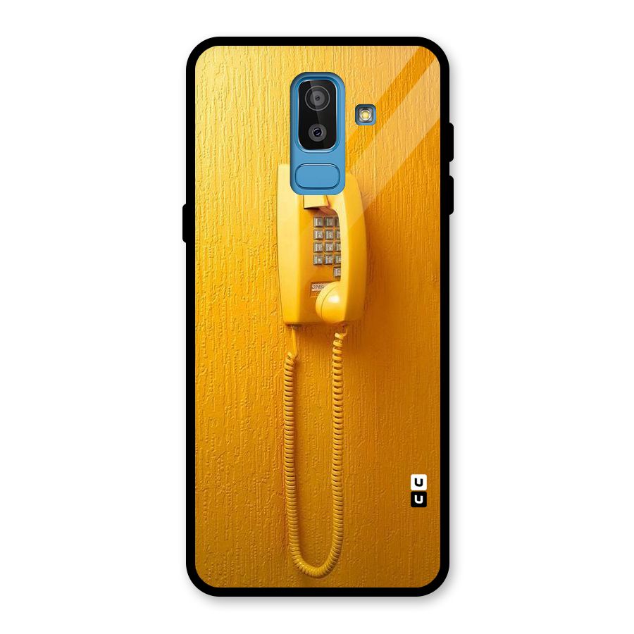 Aesthetic Yellow Telephone Glass Back Case for Galaxy J8
