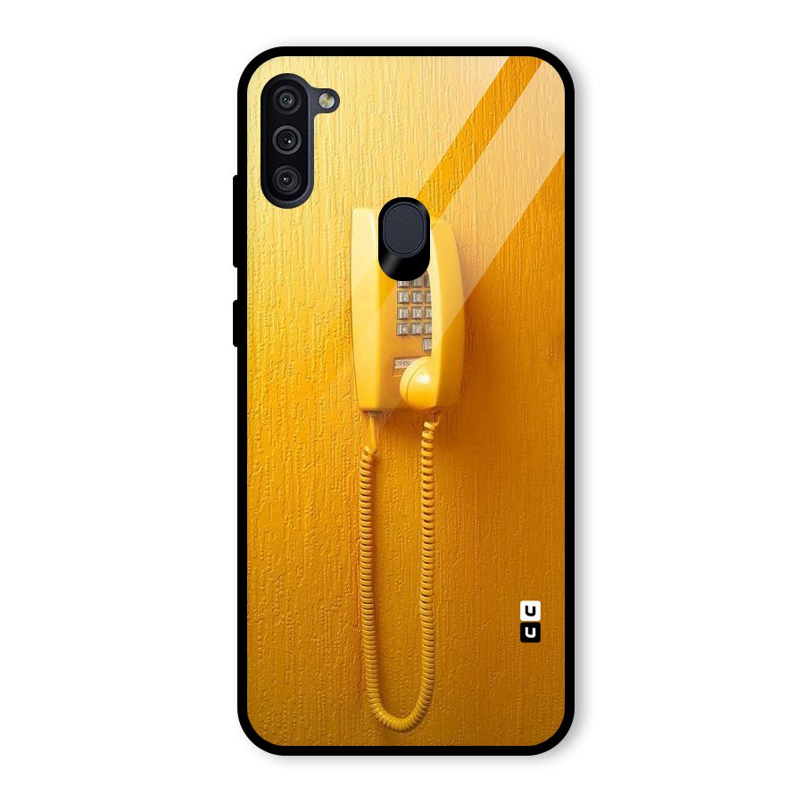 Aesthetic Yellow Telephone Glass Back Case for Galaxy M11