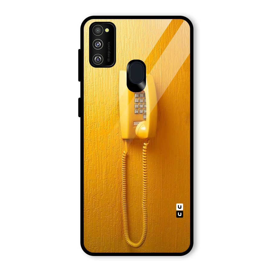 Aesthetic Yellow Telephone Glass Back Case for Galaxy M30s