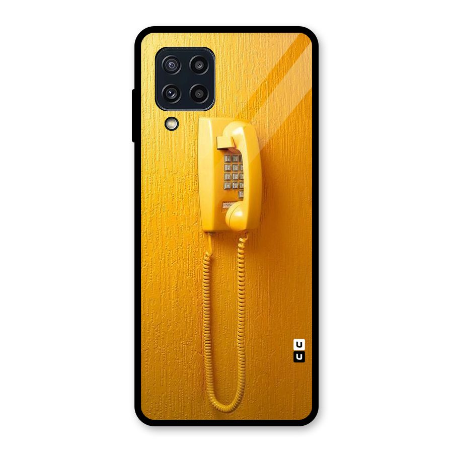 Aesthetic Yellow Telephone Glass Back Case for Galaxy M32