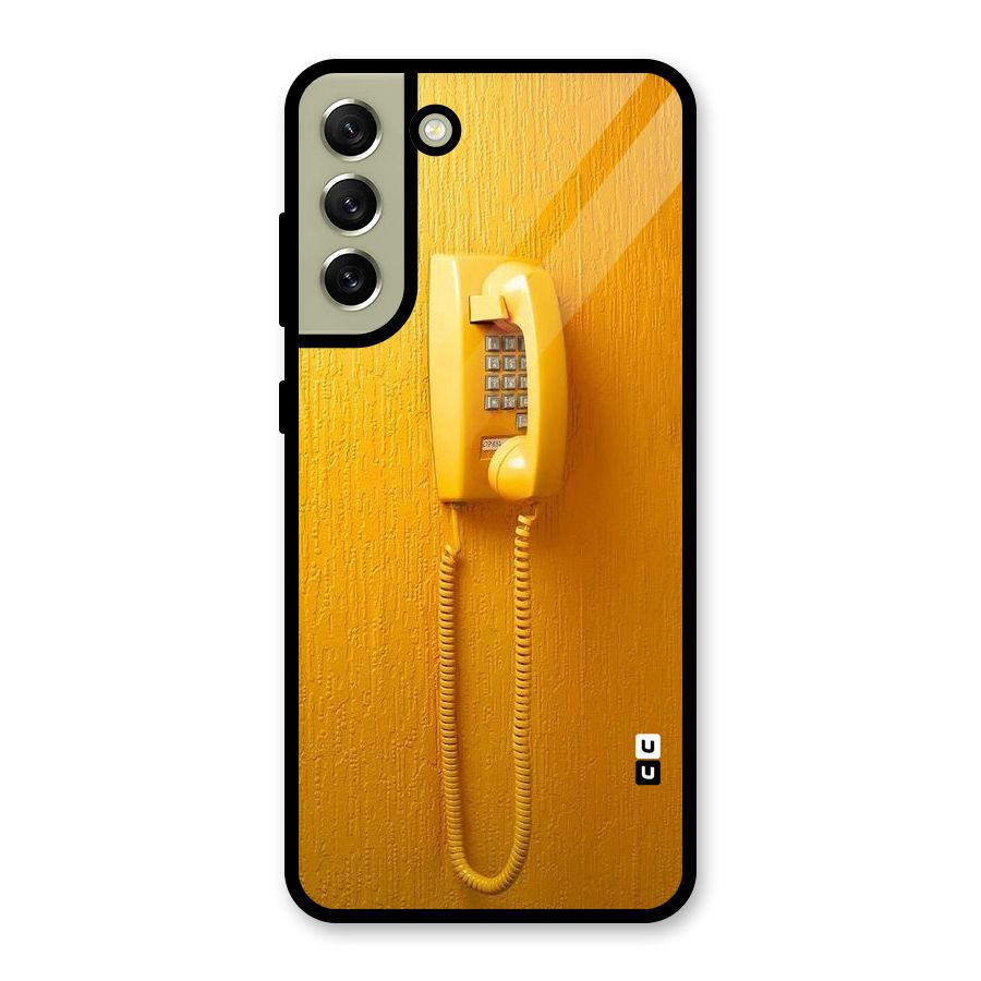 Aesthetic Yellow Telephone Glass Back Case for Galaxy S21 FE 5G