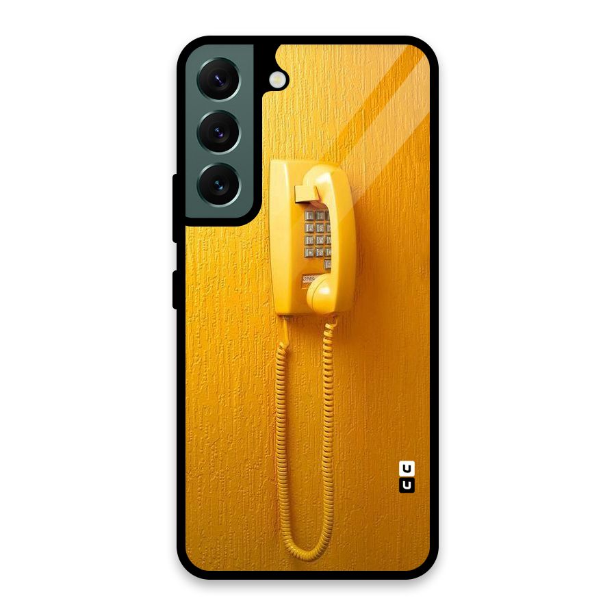 Aesthetic Yellow Telephone Glass Back Case for Galaxy S22 5G