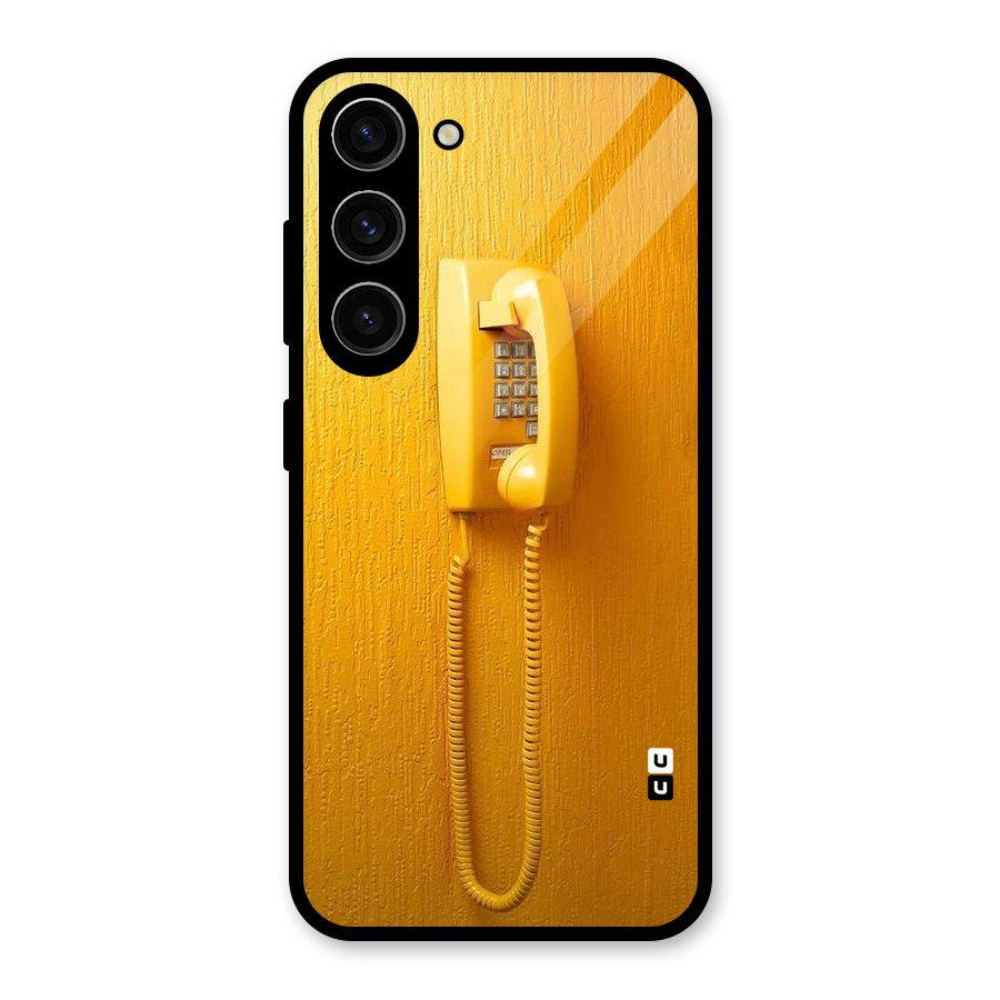 Aesthetic Yellow Telephone Glass Back Case for Galaxy S23