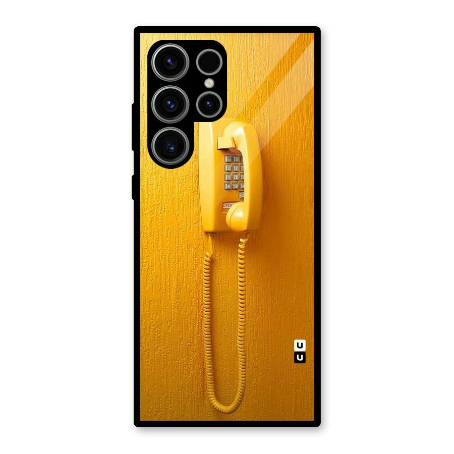Aesthetic Yellow Telephone Glass Back Case for Galaxy S23 Ultra