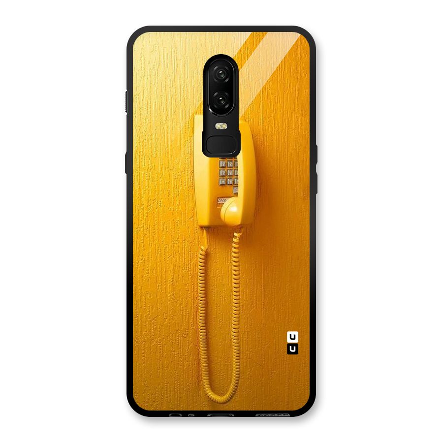 Aesthetic Yellow Telephone Glass Back Case for OnePlus 6