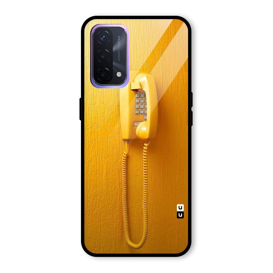 Aesthetic Yellow Telephone Glass Back Case for Oppo A74 5G