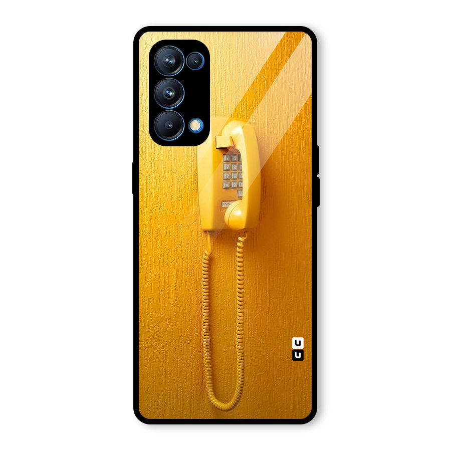 Aesthetic Yellow Telephone Glass Back Case for Oppo Reno5 Pro 5G
