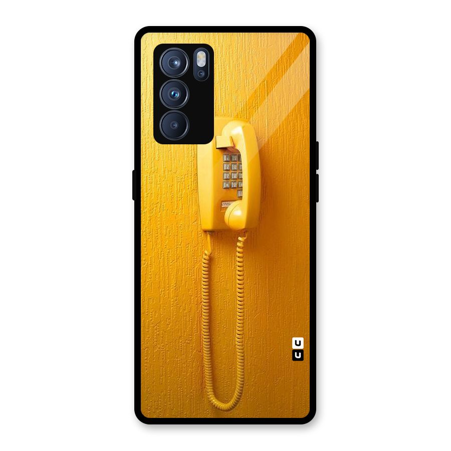 Aesthetic Yellow Telephone Glass Back Case for Oppo Reno6 Pro 5G
