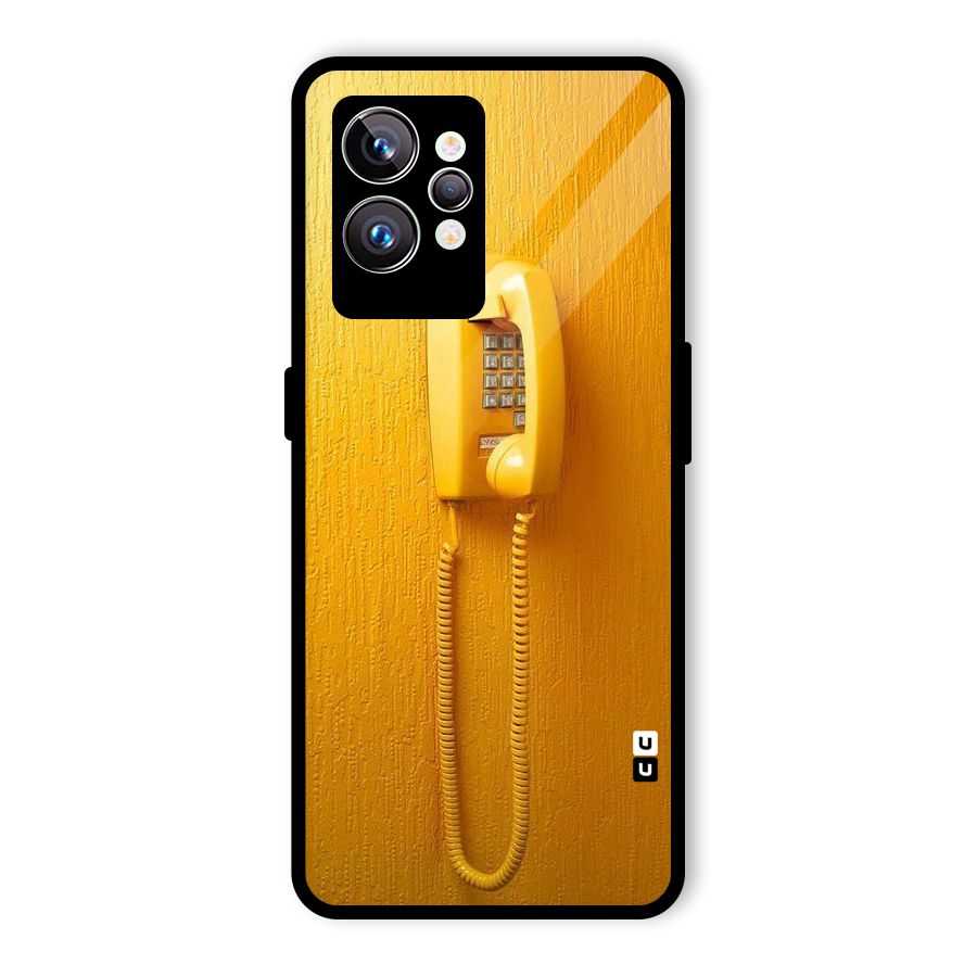 Aesthetic Yellow Telephone Glass Back Case for Realme GT2 Pro
