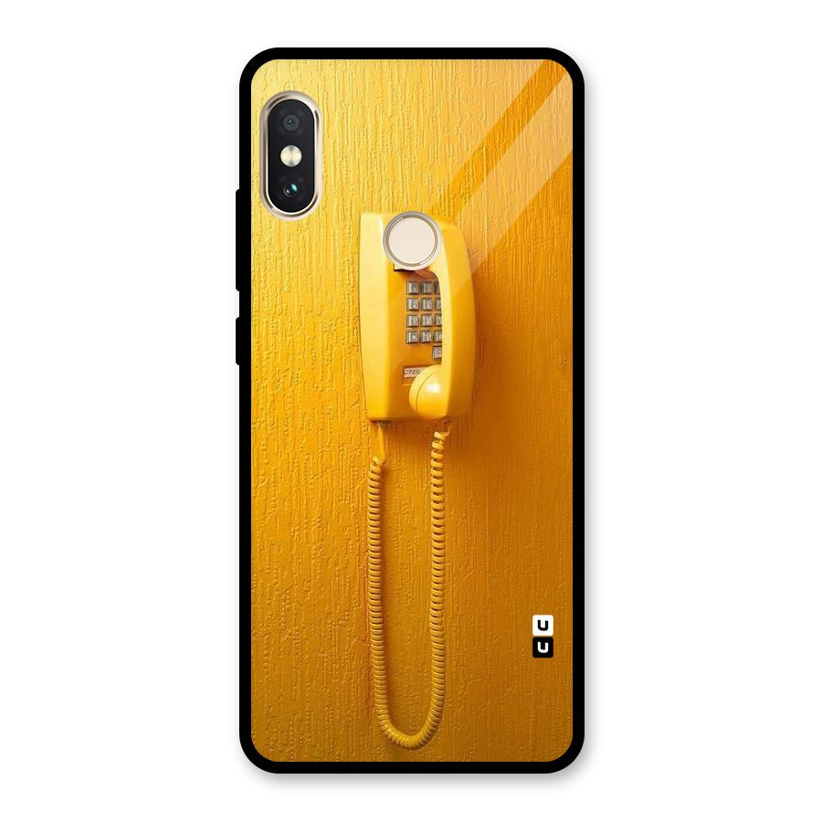 Aesthetic Yellow Telephone Glass Back Case for Redmi Note 5 Pro