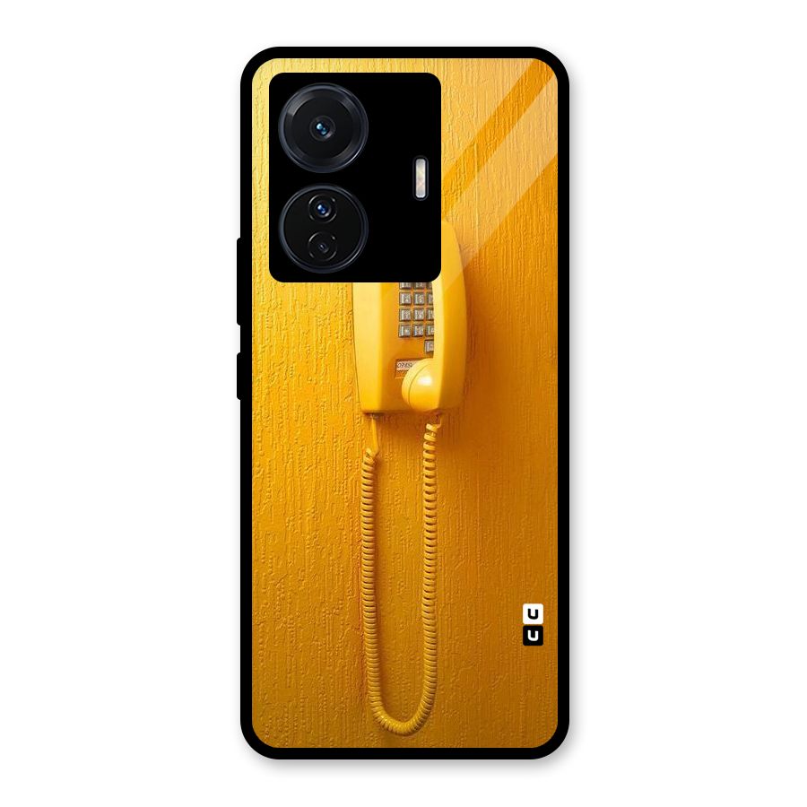 Aesthetic Yellow Telephone Glass Back Case for Vivo T1 Pro