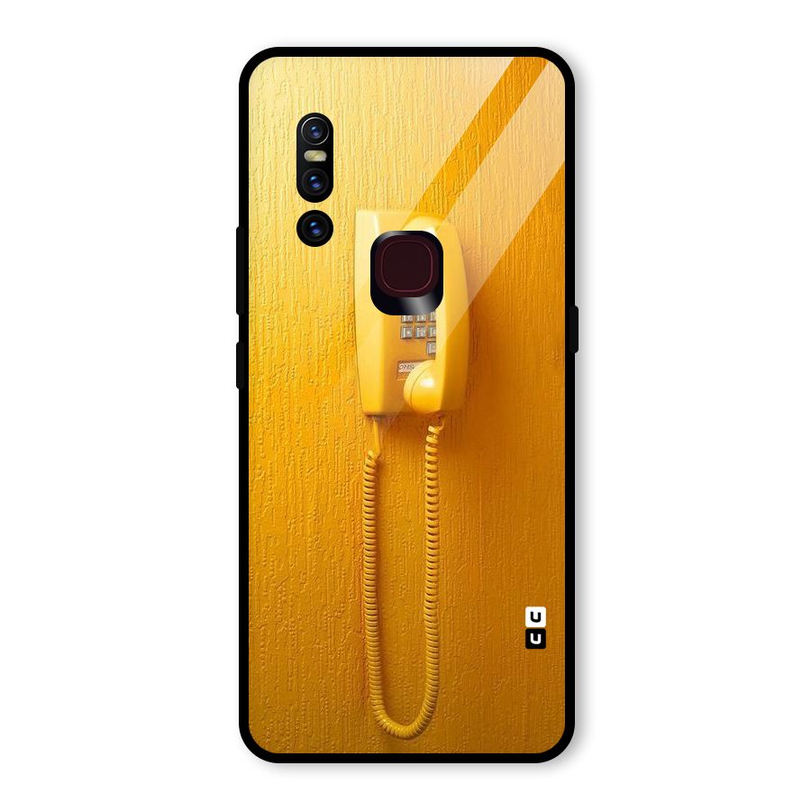 Aesthetic Yellow Telephone Glass Back Case for Vivo V15