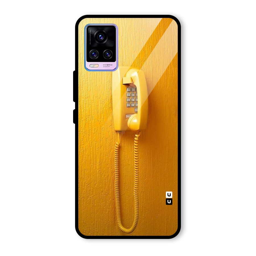Aesthetic Yellow Telephone Glass Back Case for Vivo V20 Pro