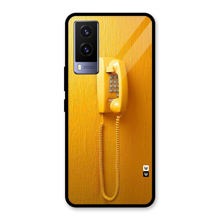 Aesthetic Yellow Telephone Glass Back Case for Vivo V21e 5G