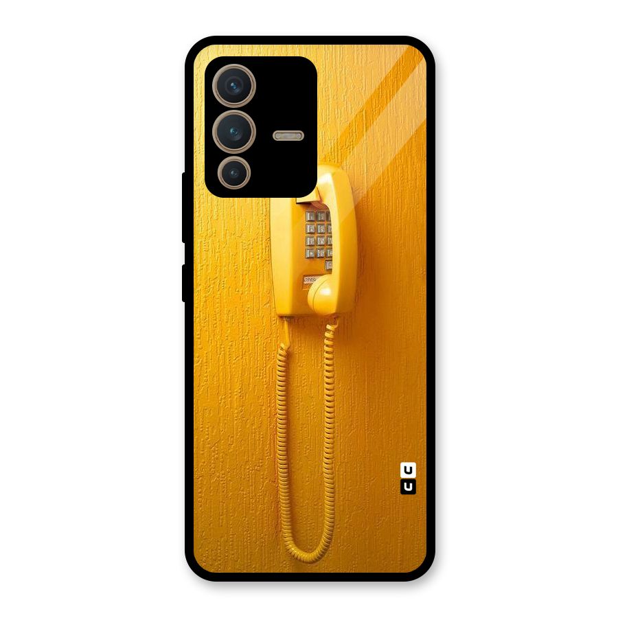 Aesthetic Yellow Telephone Glass Back Case for Vivo V23 5G
