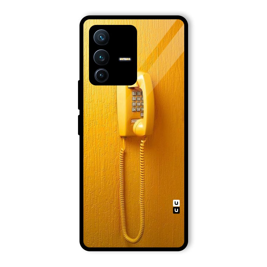 Aesthetic Yellow Telephone Glass Back Case for Vivo V23 Pro