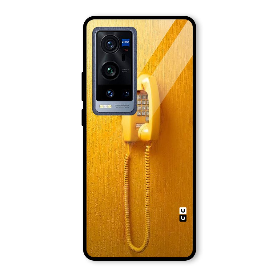 Aesthetic Yellow Telephone Glass Back Case for Vivo X60 Pro Plus