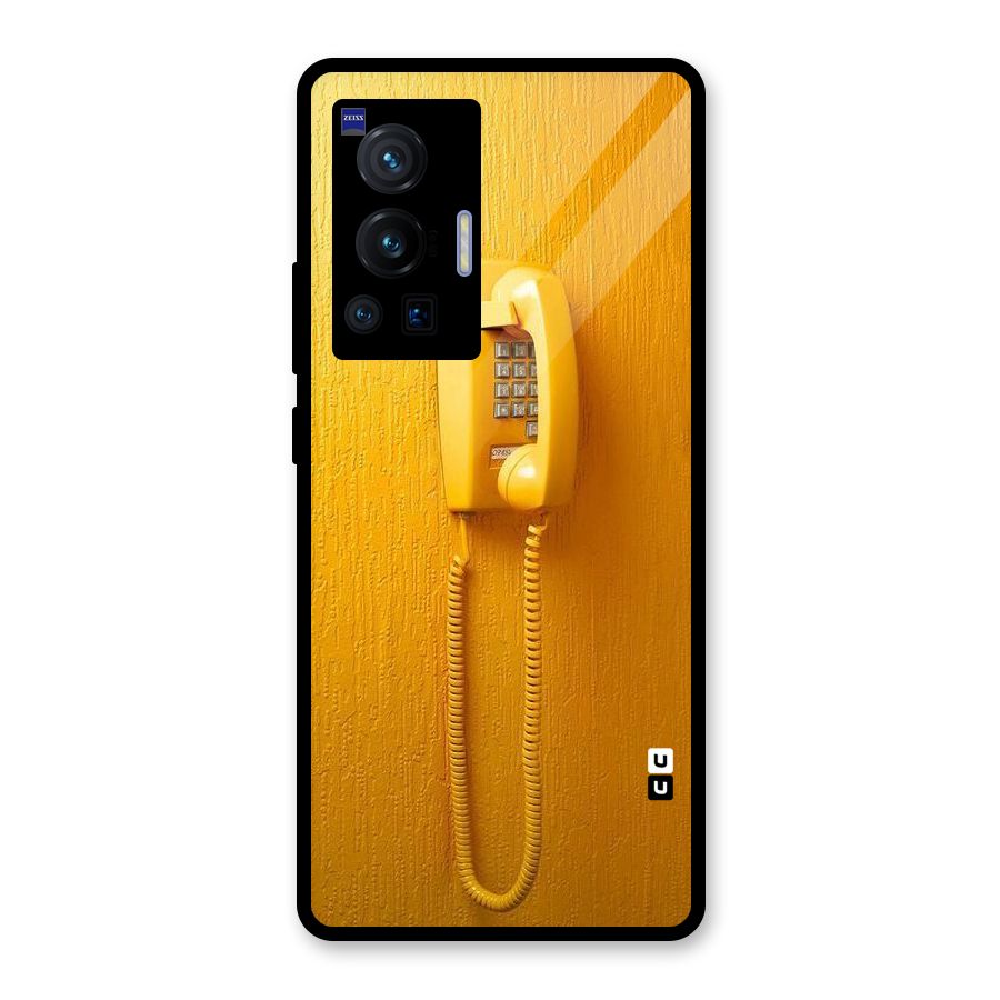 Aesthetic Yellow Telephone Glass Back Case for Vivo X70 Pro