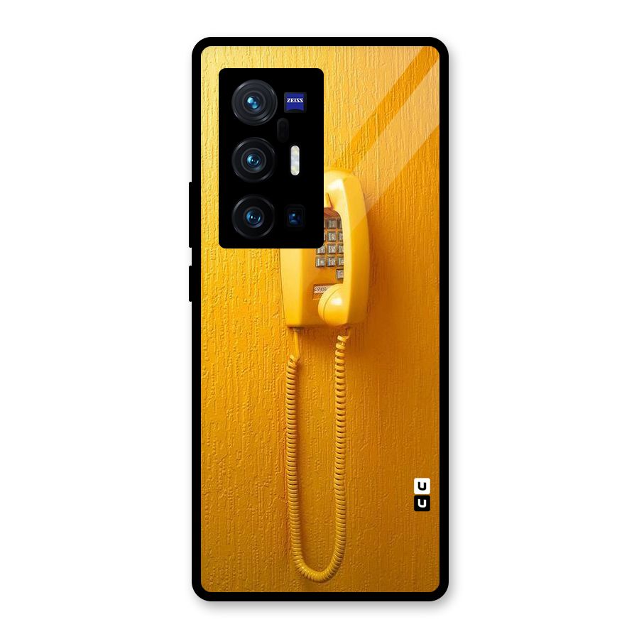 Aesthetic Yellow Telephone Glass Back Case for Vivo X70 Pro Plus