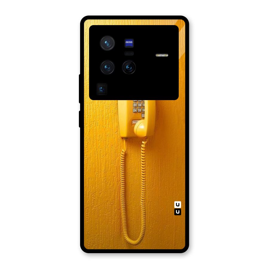 Aesthetic Yellow Telephone Glass Back Case for Vivo X80 Pro