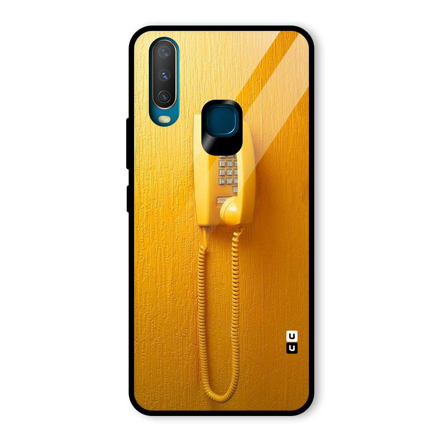 Aesthetic Yellow Telephone Glass Back Case for Vivo Y12