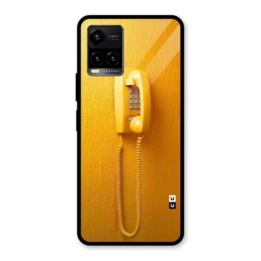 Aesthetic Yellow Telephone Glass Back Case for Vivo Y21T