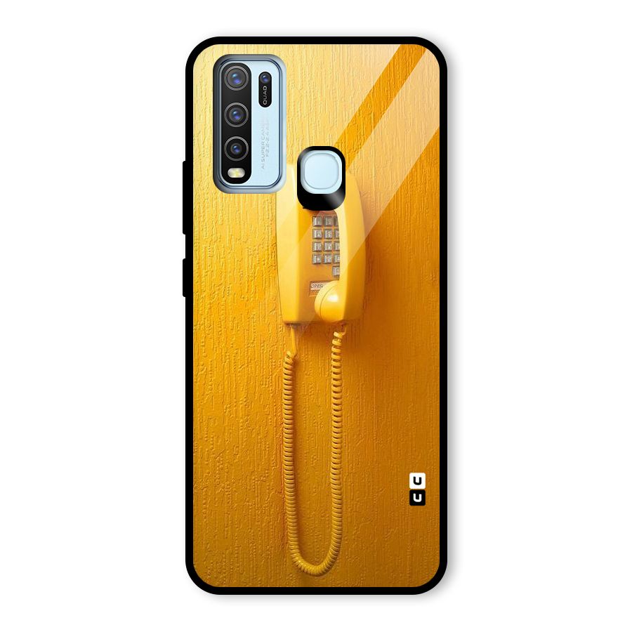 Aesthetic Yellow Telephone Glass Back Case for Vivo Y30